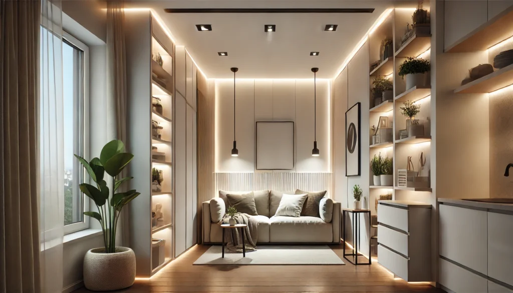 Smart Lighting Solutions, showcasing how lighting can elevate the ambiance of a small apartment.