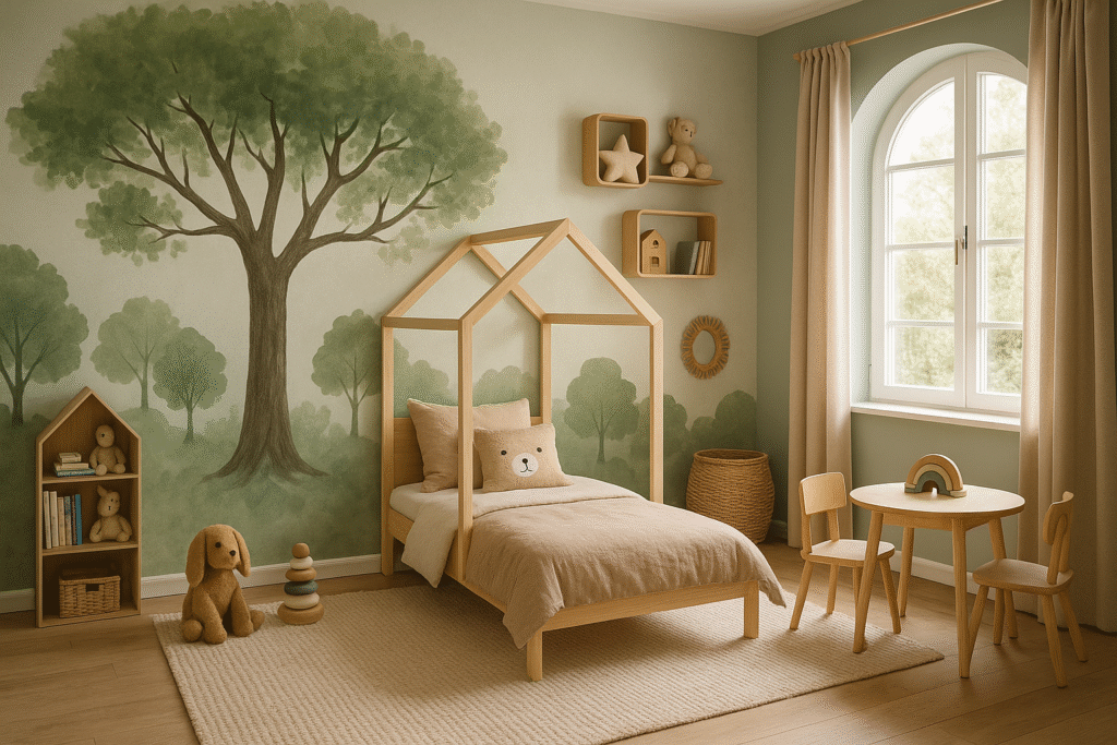 A beautifully designed kids' bedroom that blends functionality and creativity.