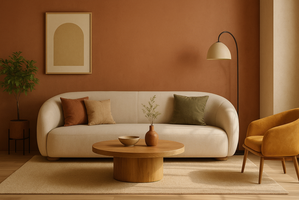 “Curved furniture in Indian homes 2025.”